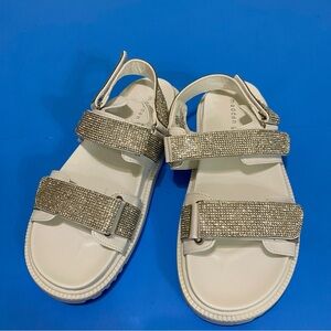 Madden Girl White Sandals with Silver Sparkling Straps